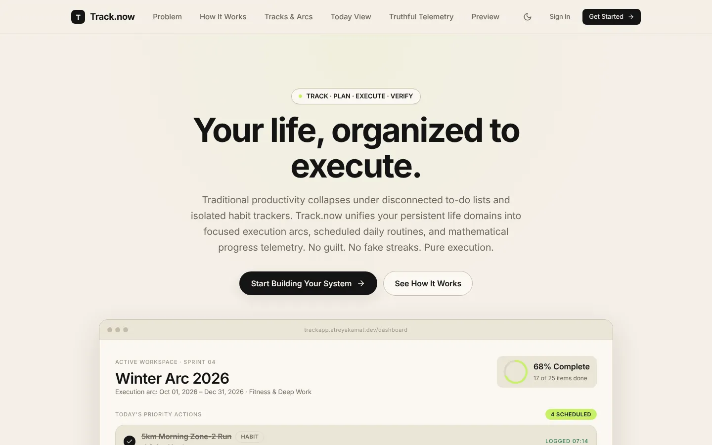 Track.now home page